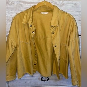 Emory Park Mustard Denim Cropped Jacket